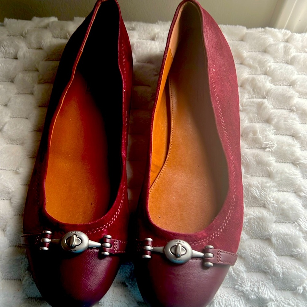 Coach Suede Maroon Flats